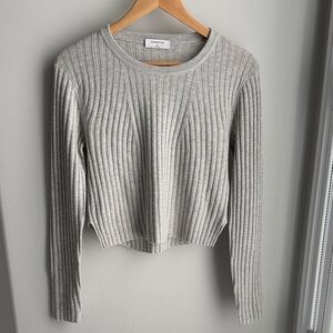 Babaton Light Gray Ribbed Sweater